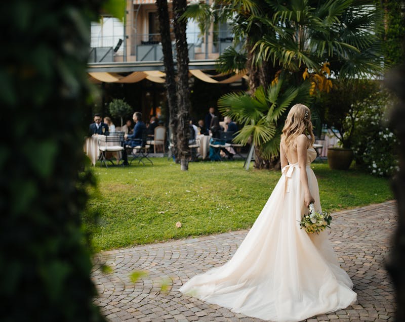 a bride walking